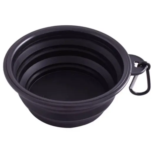 Portable Dog Bowl Black Open